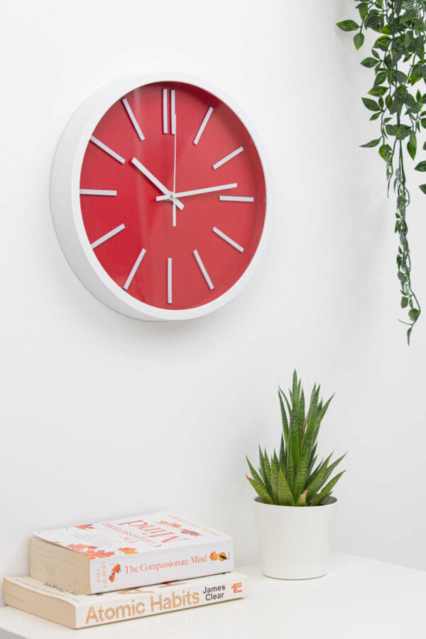 red wall clock