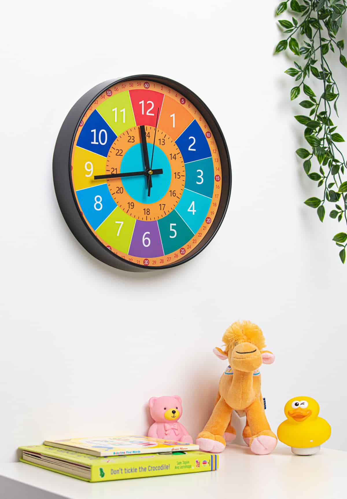 Wall Clock Black Numbers on Yellow Face 30cm