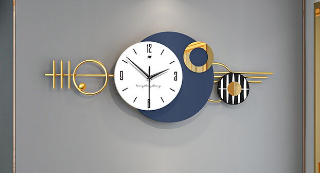 Luxury Wall Clock Grand 35x66cm – Opulent Grey & Gold Finish, A