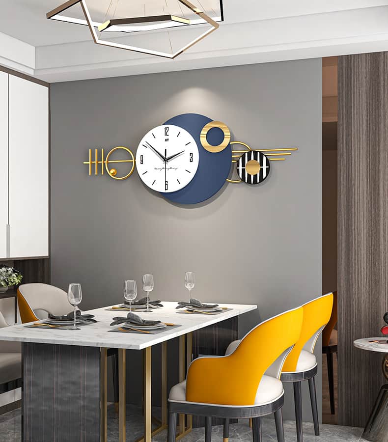 Blue Gold Wall Clock Large