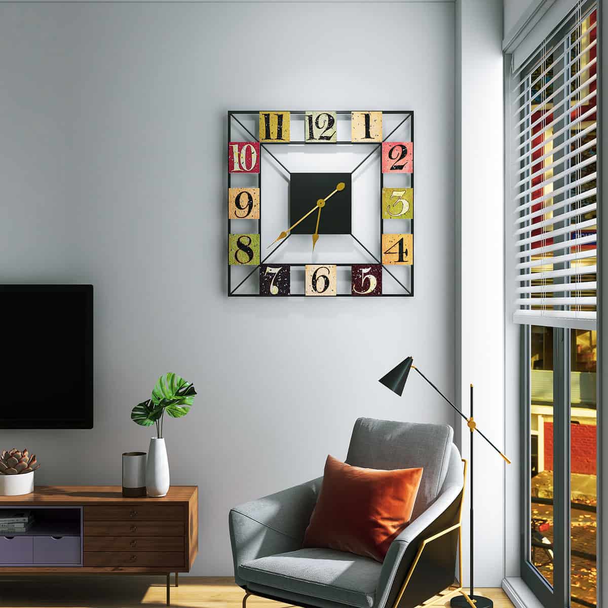 square multicolour clock 1