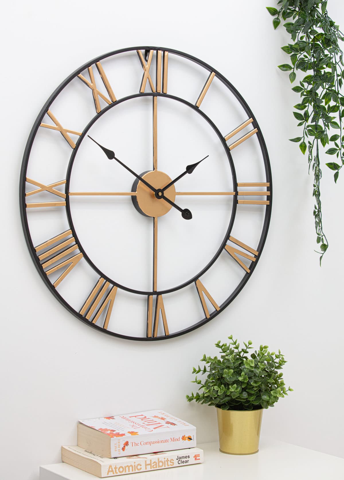 Luxury Wall Clock Grand 35x66cm – Opulent Grey & Gold Finish, A